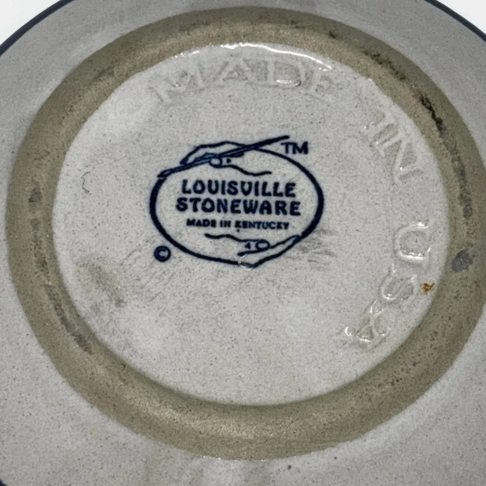 Louisville Stoneware Pig Thank You Plate Small 4.75in Blue Gray‎ Excellent USA